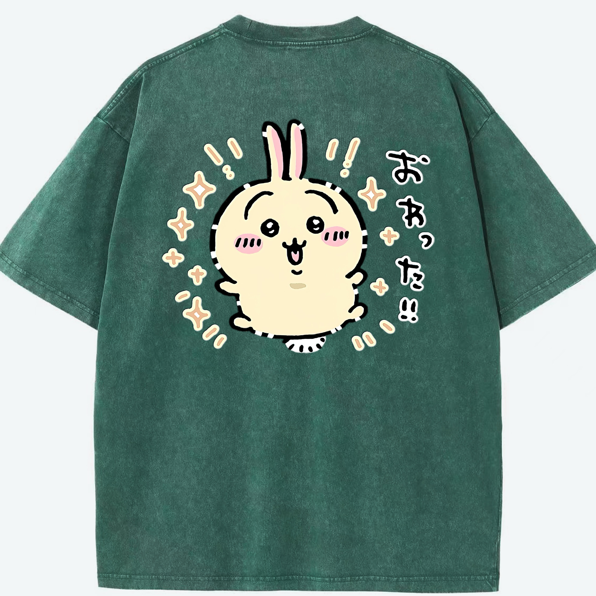 （画像用） ちいかわ うさぎ Chii-kawa usagi 綿100% ヴィンテージ風 半袖Tシャツ（背面プリント）